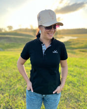 Load image into Gallery viewer, Black/Aztec Ladies polo